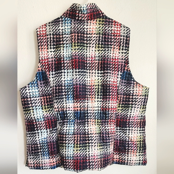 Christopher Banks Cheveron Channel Quilted Zip-Up Vest Graphic Plaid Sz 2X - Picture 2 of 6